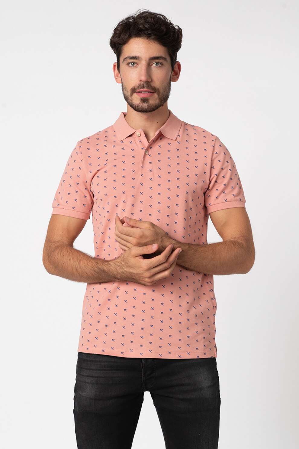 Jack&Jones, Tricou polo slim fit Hagan, Roz somon/Bleumarin