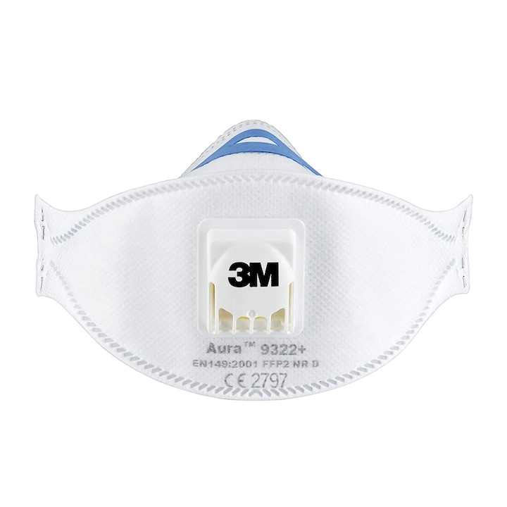 Masca de protectie respiratorie FFP2, 3M 9322+ Aura, cu valva / supapa