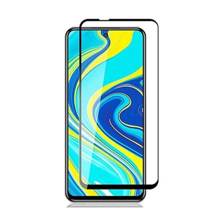 Стъклено фолио Xiaomi Redmi Note 9 / Xiaomi Redmi 10X 4G - черно тънко 3D стъклено фолио