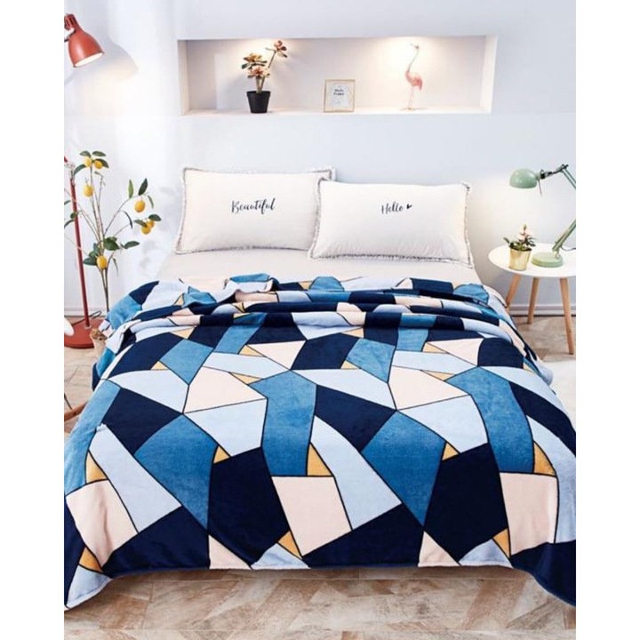Одеяло Cocolino, Двойно легло, 200 x 230 см, Син абстракт
