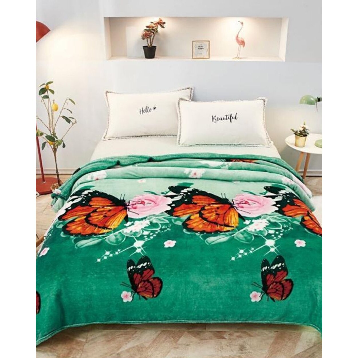 Patura Cocolino, Pat Dublu, 200x230 cm, Butterfly and Rose