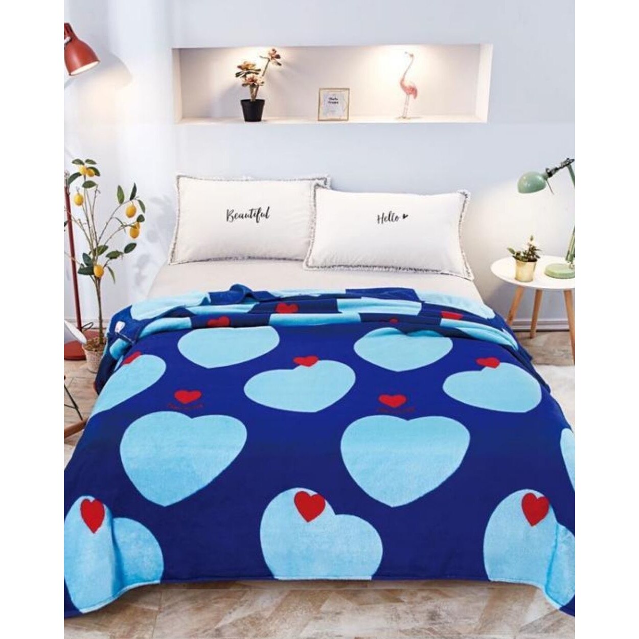 Patura Cocolino, Pat Dublu, 200x230 cm, Pinned Hearts