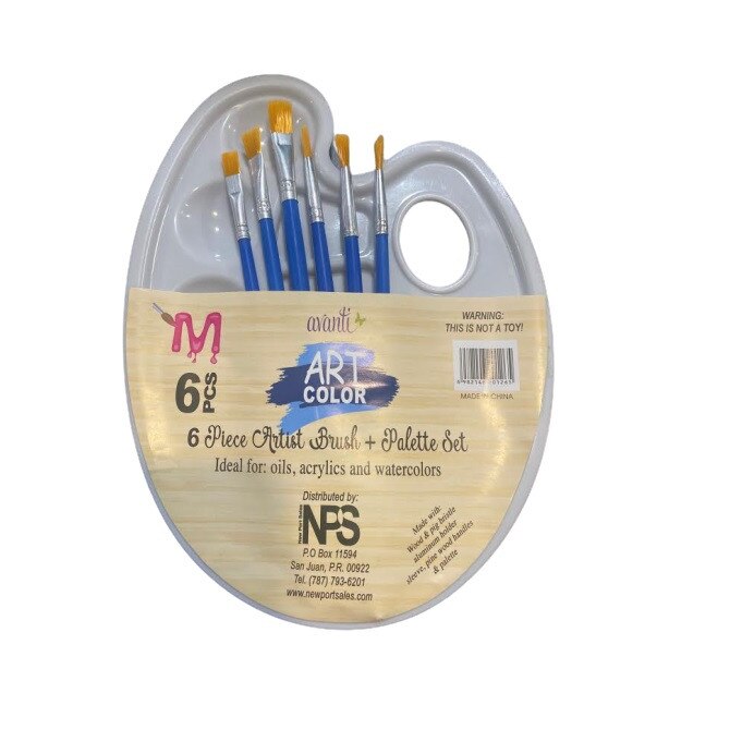 Set de pictura, paleta acuarele cu 6 pensule