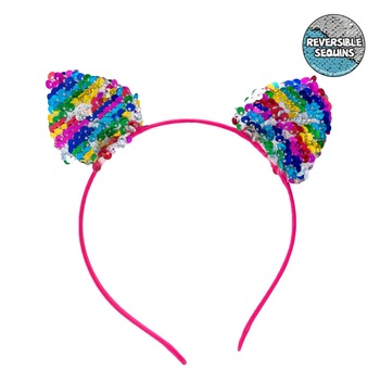 Cororonita de par, Zola®, model urechi de pisicuta, cu paiete reversibile, multicolora Cororonita de par, Zola®, model urechi de pisicuta, cu paiete reversibile, multicolora