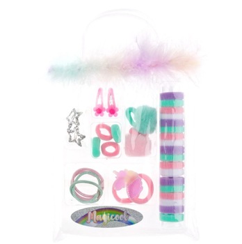 Set de accesorii pentru par, Zola®, ideale pentru fetite, cu gentuta transparenta, 33 buc Set de accesorii pentru par, Zola®, ideale pentru fetite, cu gentuta transparenta, 33 buc