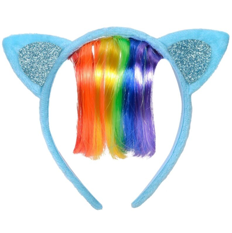 Coronita de par, Zola®, albastra, cu urechi si par multicolor