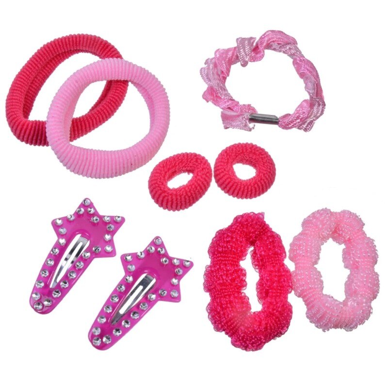 Set accesorii de par pentru fetite, Zola®, 9 bucati in gentuta transparenta