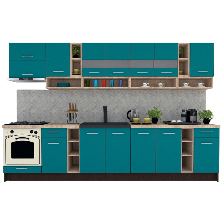 Set Bucatarie Genarom COSSY NEW 340, Wenge / Decor 0245