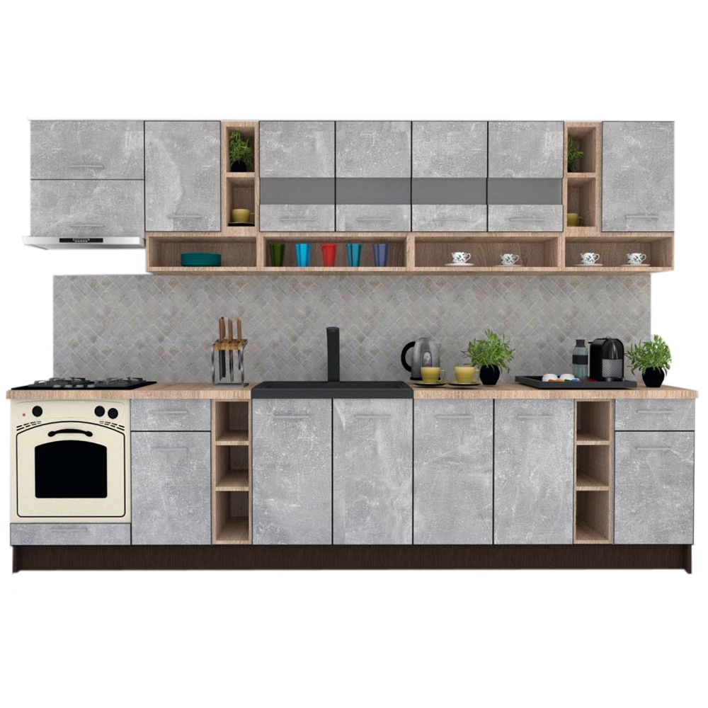 Set Bucatarie Genarom COSSY NEW 340, Wenge / Decor 4298