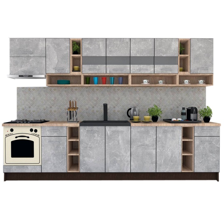 Set Bucatarie Genarom COSSY NEW 340, Wenge / Decor 4298