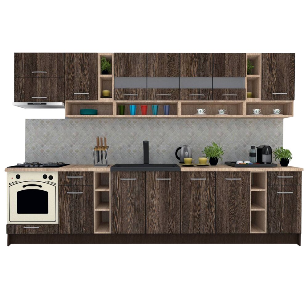 Set Bucatarie Genarom COSSY NEW 340, Wenge / Decor 7648