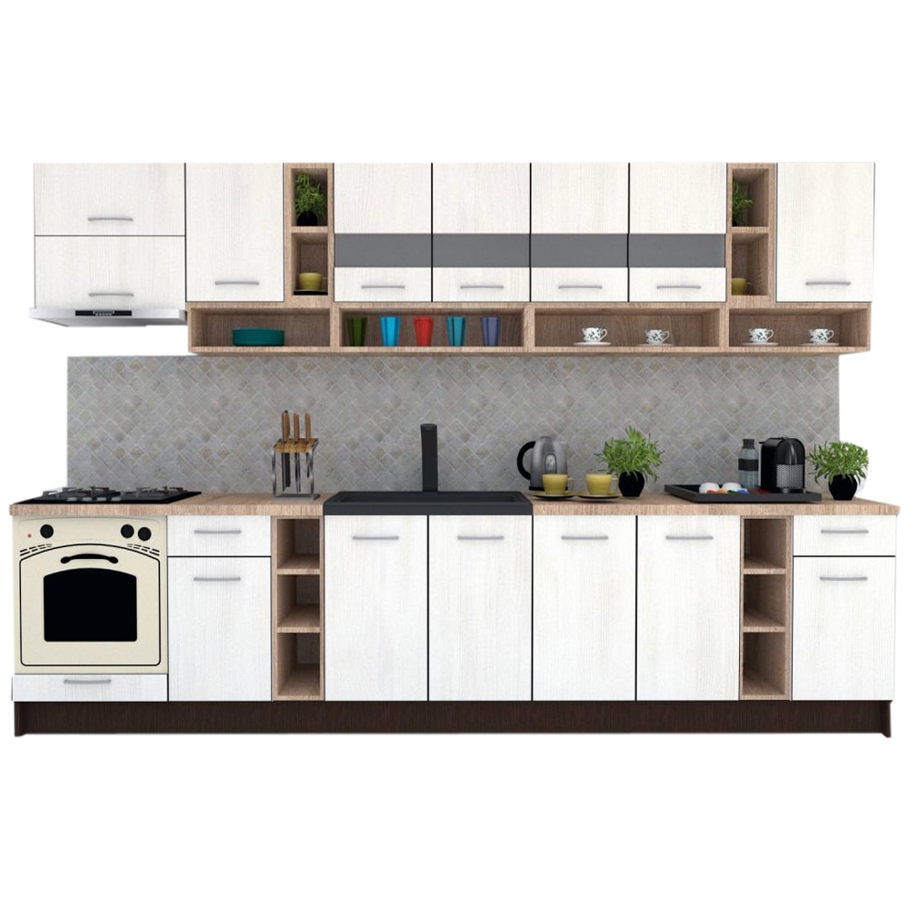 Set Bucatarie Genarom COSSY NEW 340, Wenge / Decor 8508