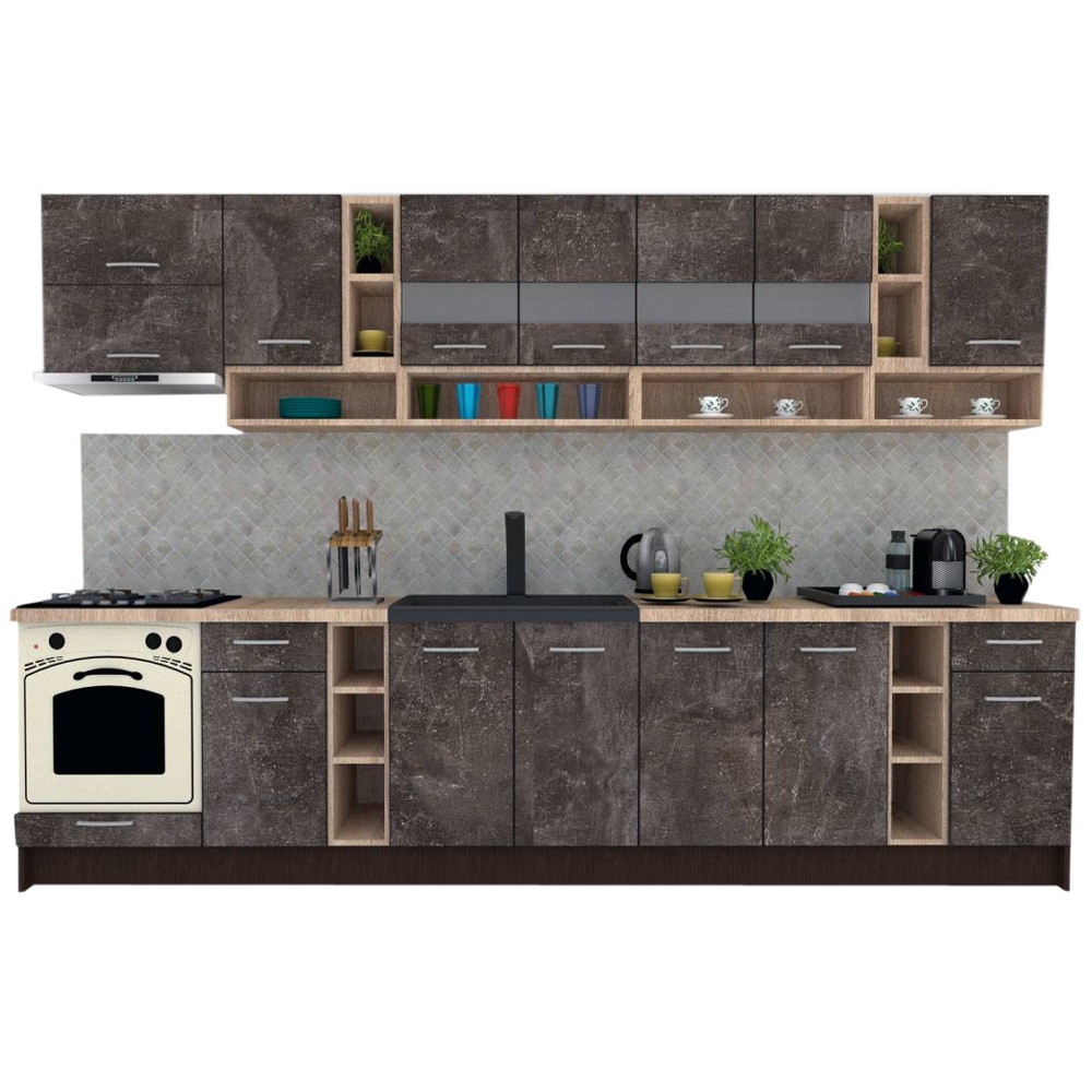Set Bucatarie Genarom COSSY NEW 340, Wenge / Decor 4299