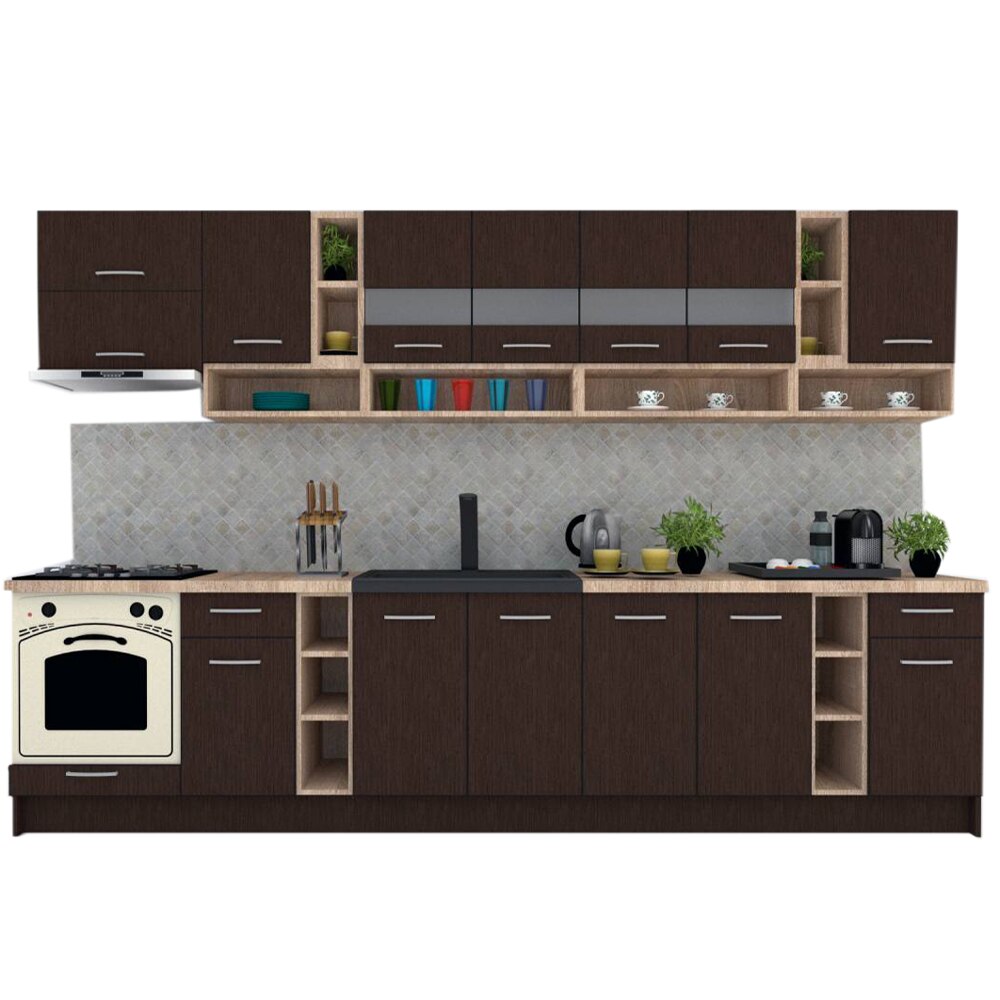 Set Bucatarie Genarom COSSY NEW 340, Wenge / Decor 8548