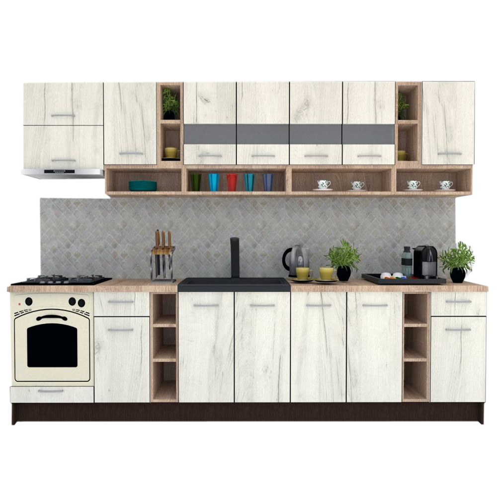 Set Bucatarie Genarom COSSY NEW 340, Wenge / Decor K001