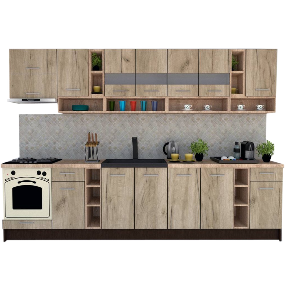 Set Bucatarie Genarom COSSY NEW 340, Wenge / Decor K002