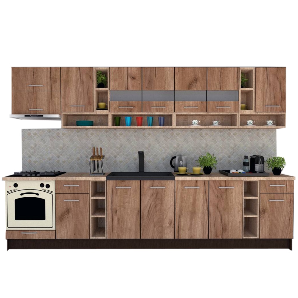 Set Bucatarie Genarom COSSY NEW 340, Wenge / Decor K004