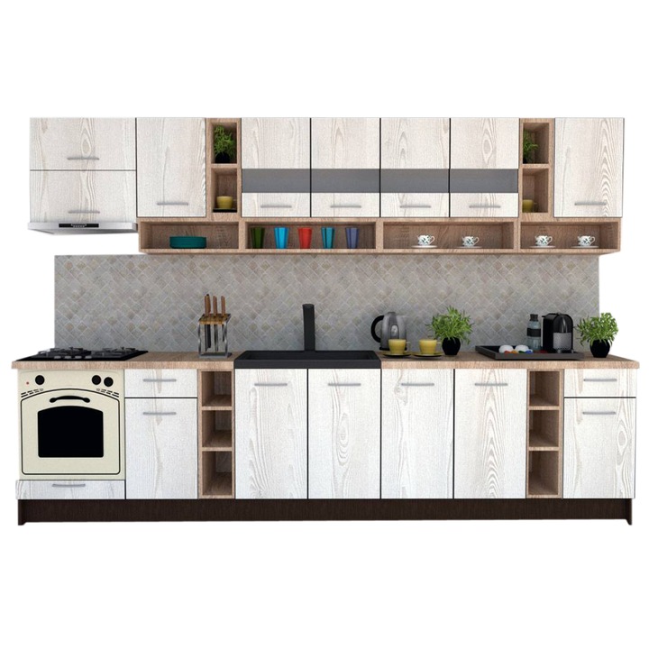 Set Bucatarie Genarom COSSY NEW 340, Wenge / Decor K010