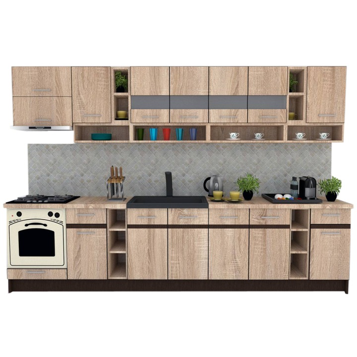 Set Bucatarie Genarom COSSY NEW 340, Stejar Sonoma