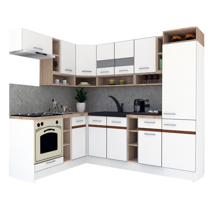 Set Bucatarie de Colt Genarom COSSY NEW ST 180-250, Alb