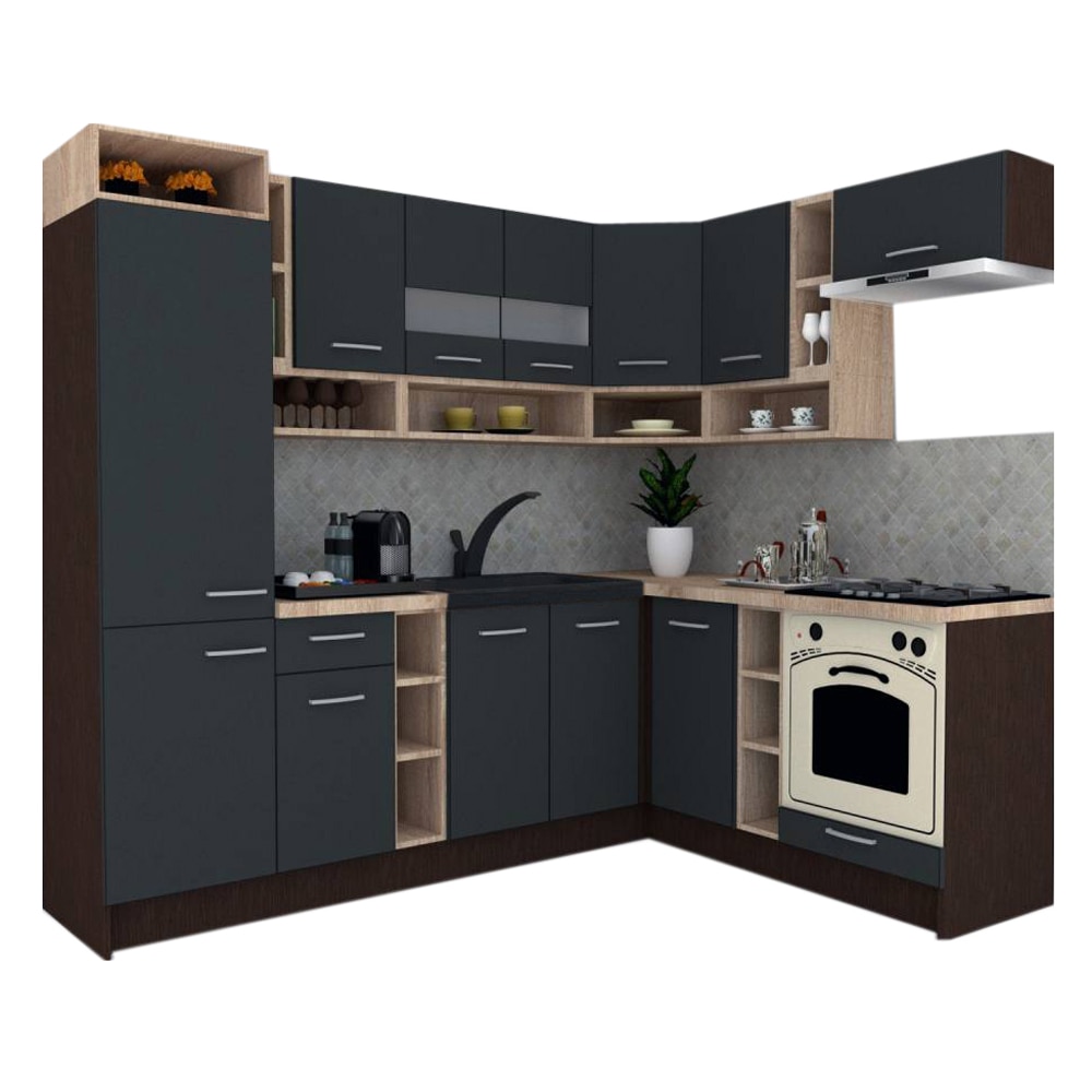 Set Bucatarie de Colt Genarom COSSY NEW DR 180-250, Wenge / Decor 0164