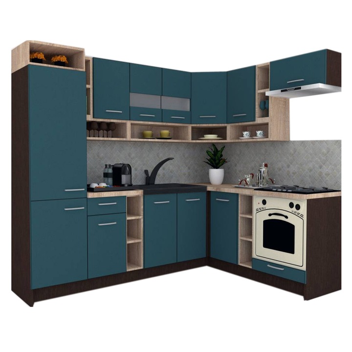 Set Bucatarie de Colt Genarom COSSY NEW DR 180-250, Wenge / Decor 0244