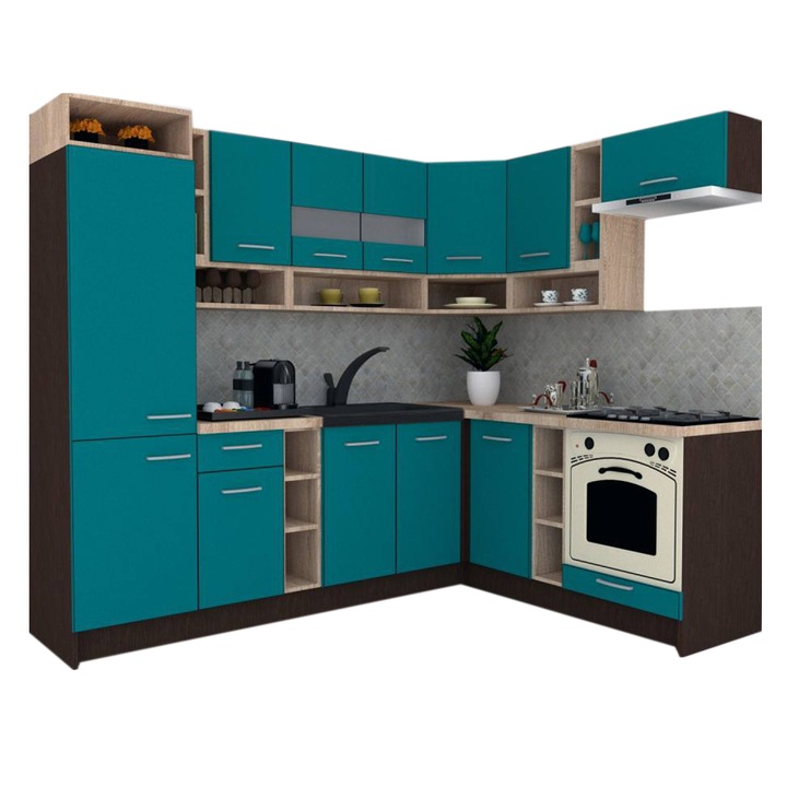 Set Bucatarie de Colt Genarom COSSY NEW DR 180-250, Wenge / Decor 0245