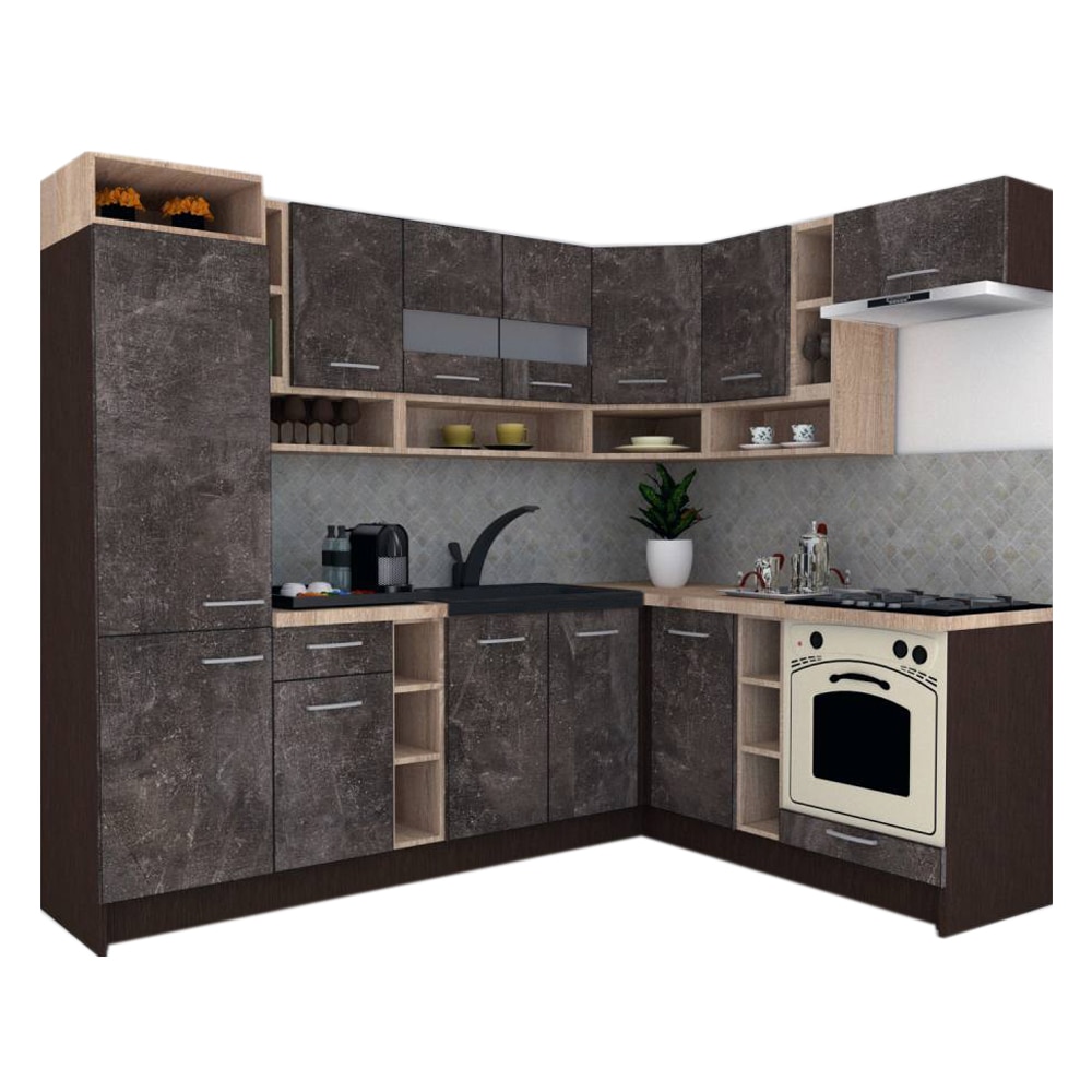 Set Bucatarie de Colt Genarom COSSY NEW DR 180-250, Wenge / Decor 4299