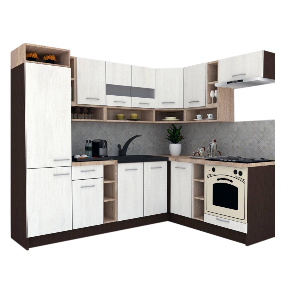 Set Bucatarie de Colt Genarom COSSY NEW DR 180-250, Wenge / Decor 8508