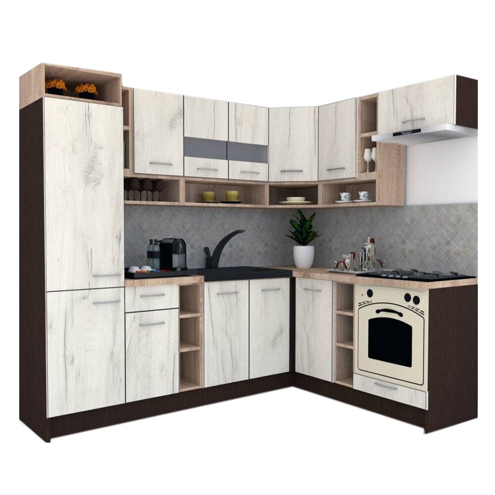Set Bucatarie de Colt Genarom COSSY NEW DR 180-250, Wenge / Decor K001
