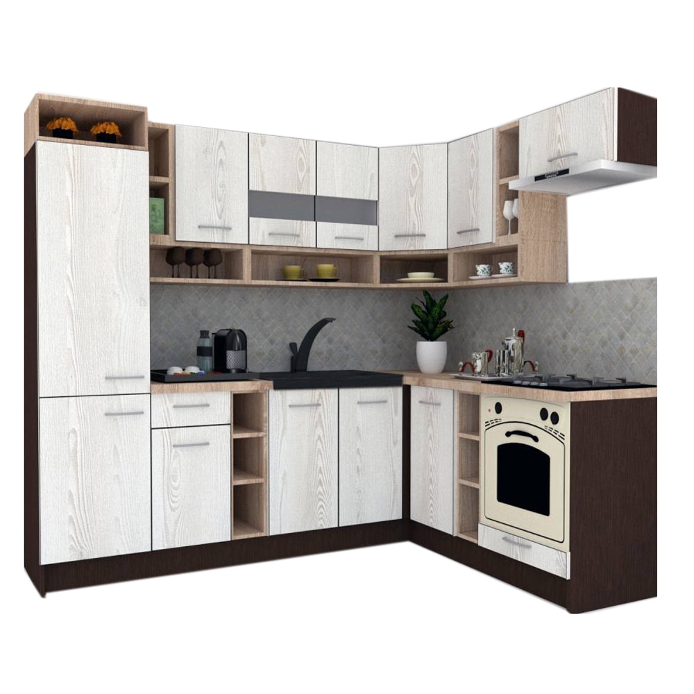 Set Bucatarie de Colt Genarom COSSY NEW DR 180-250, Wenge / Decor K010