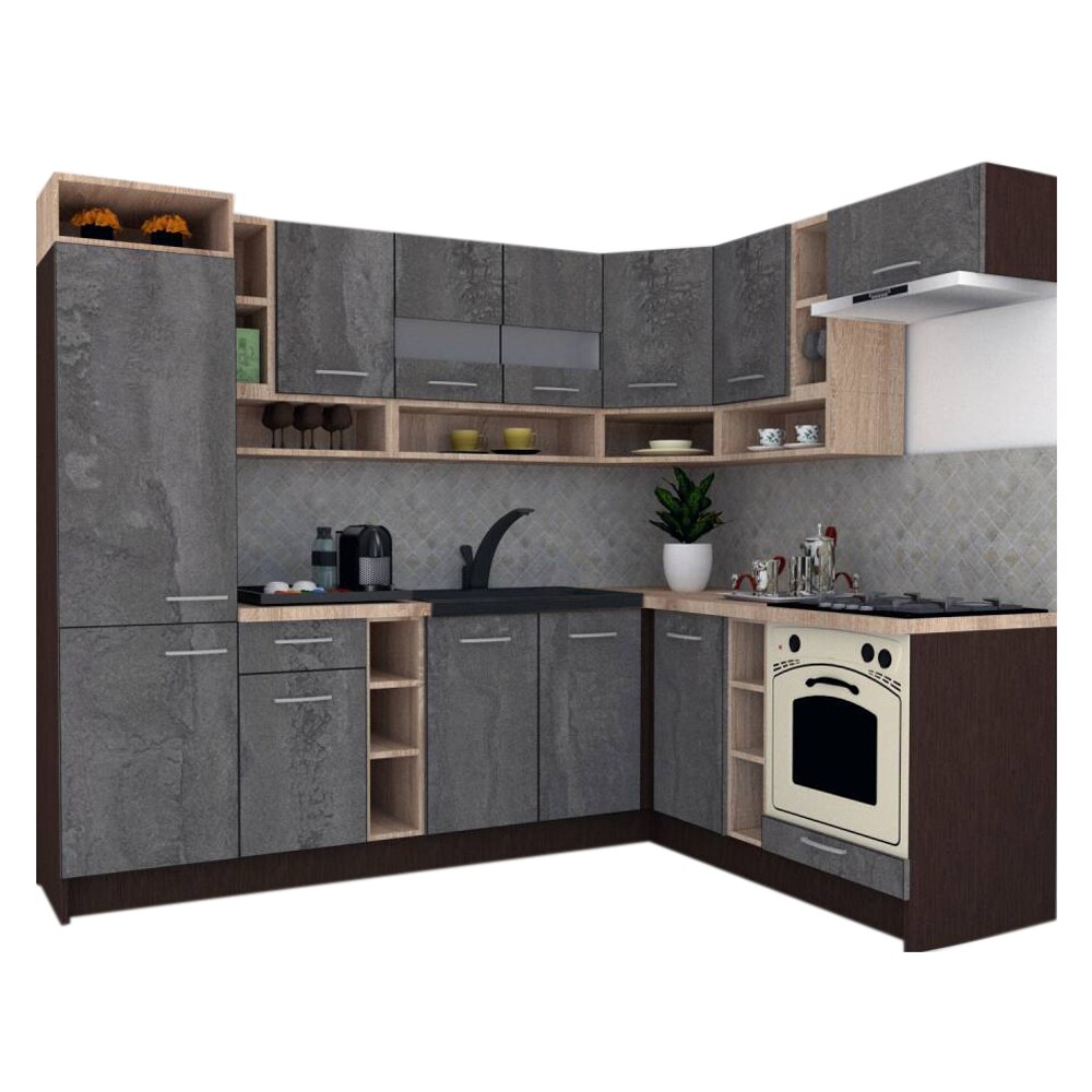 Set Bucatarie de Colt Genarom COSSY NEW DR 180-250, Wenge / Decor K352