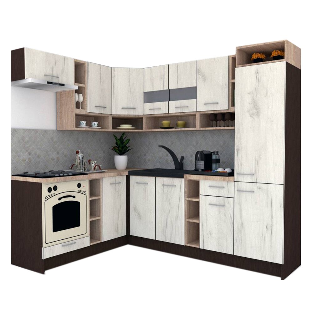 Set Bucatarie de Colt Genarom COSSY NEW ST 180-250, Wenge / Decor K001