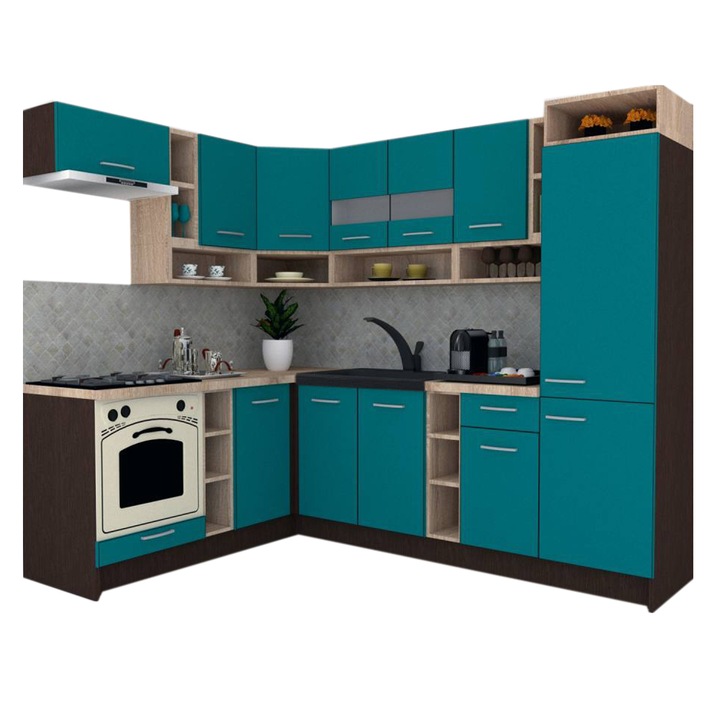 Set Bucatarie de Colt Genarom COSSY NEW ST 180-250, Wenge / Decor 0245