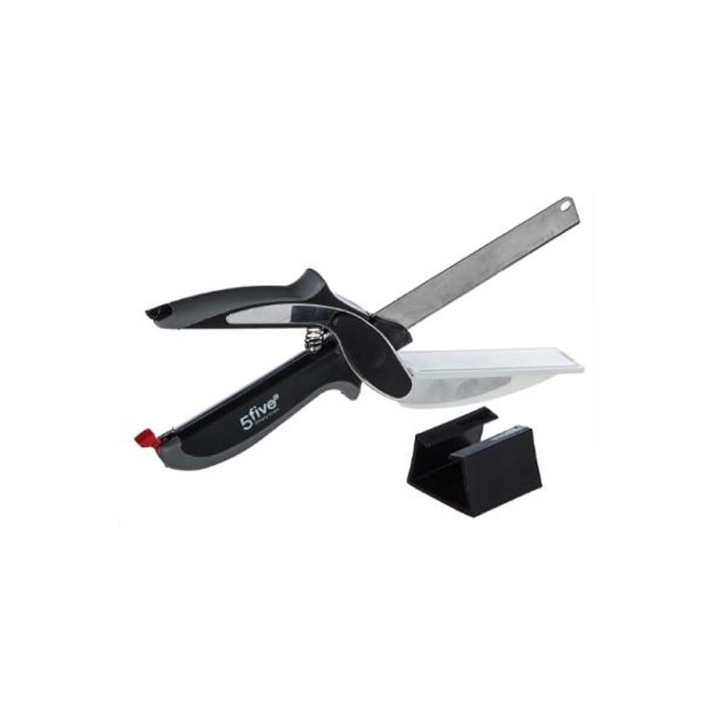 Cutit pentru taiat legume cu suport, Five, inox, negru, 24,5 x 7 x 2,8 cm