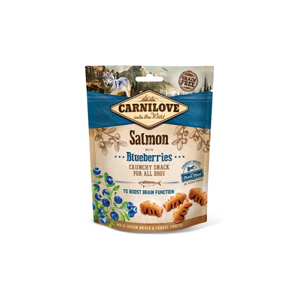 Recompense pentru Caini, Carnilove Crunchy Snack Salmon with Blueberries, 200 g