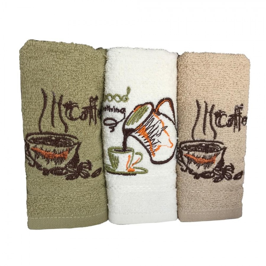 Set 3 prosoape bucatarie bumbac 100%, dimensiunea 40x60 cm, Good Morning