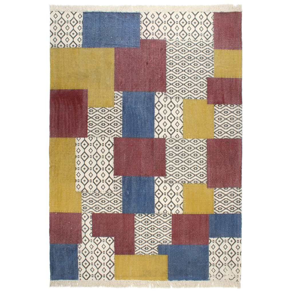 Covor Kilim tesut manual, vidaXL, 100% Bumbac, 200 x 290 cm, Multicolor