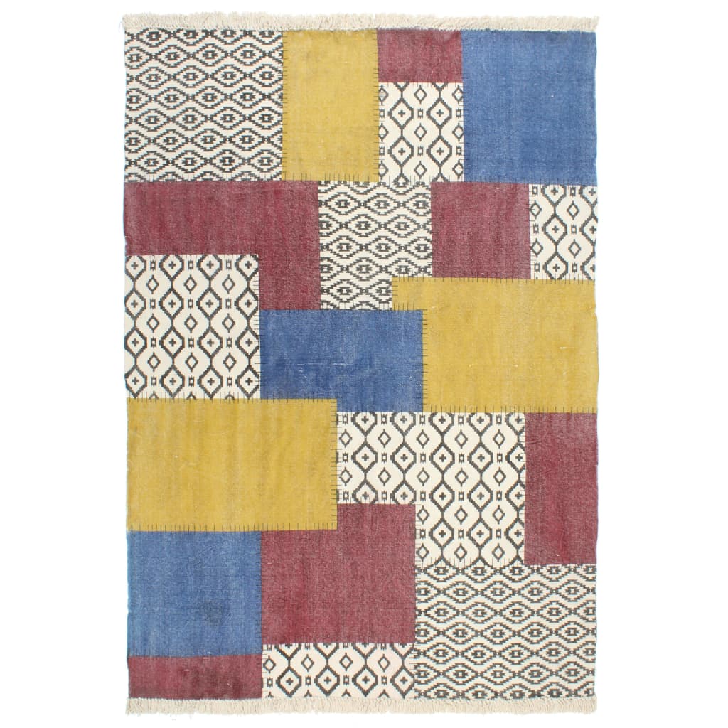 Covor Kilim tesut manual, vidaXL, 100% Bumbac, 120 x 180 cm, Multicolor