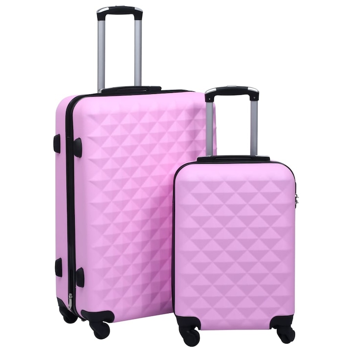 vidaXL 2 db rózsaszín ABS keményfedeles gurulós bőrönd szett