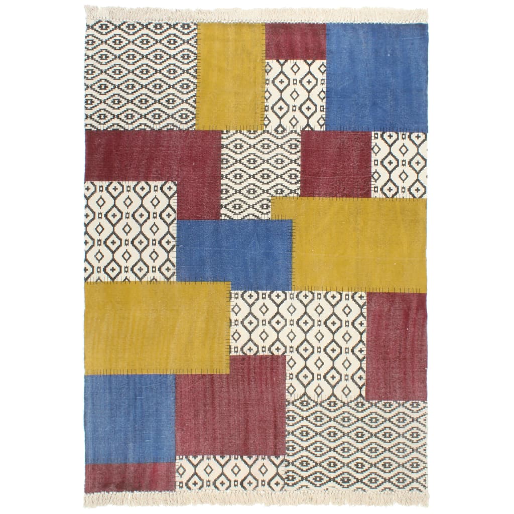 Covor Kilim tesut manual, vidaXL, 100% Bumbac, 160 x 230 cm, Multicolor