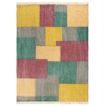 Covor Kilim tesut manual, vidaXL, 100% Bumbac, 160 x 230 cm, Multicolor, aspect decolorat Covor Kilim tesut manual, vidaXL, 100% Bumbac, 160 x 230 cm, Multicolor, aspect decolorat