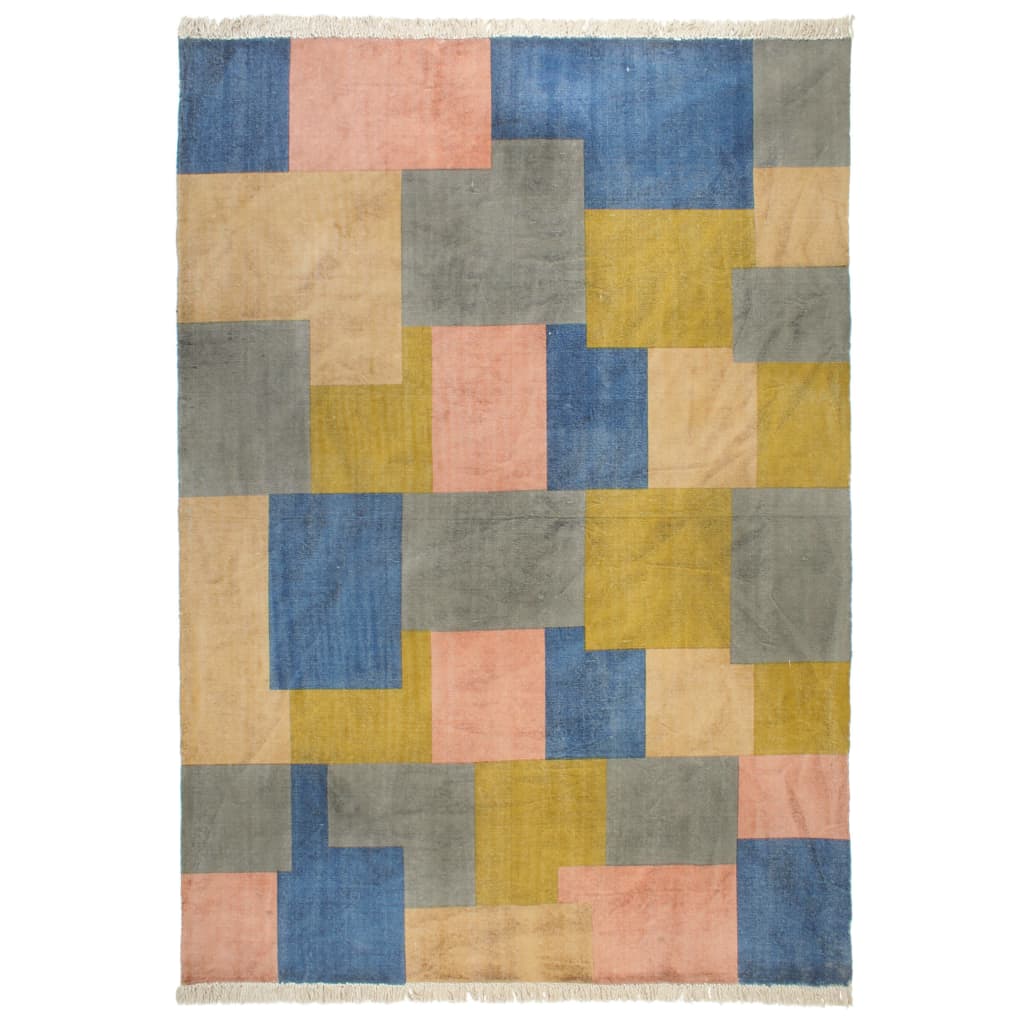 Covor Kilim tesut manual, vidaXL, 100% Bumbac, 200 x 290 cm, Multicolor, decolorat