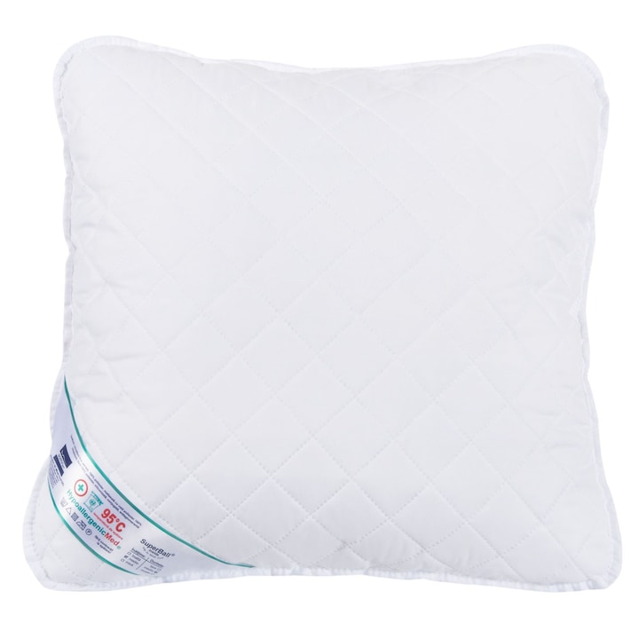 Възглавница Somnart HypoAllergenicMed, Ватирана, 70x70 cм, Перяща се 95°C