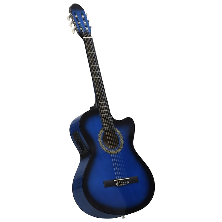 vidaXL 6 húros kék cutaway western akusztikus gitár equalizerrel