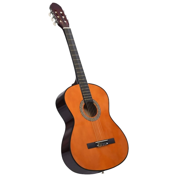 Класическа китара vidaXL, за деца и начинаещи, лайм, найлон, твърда пластмаса, 4/4 39 ", кафяв