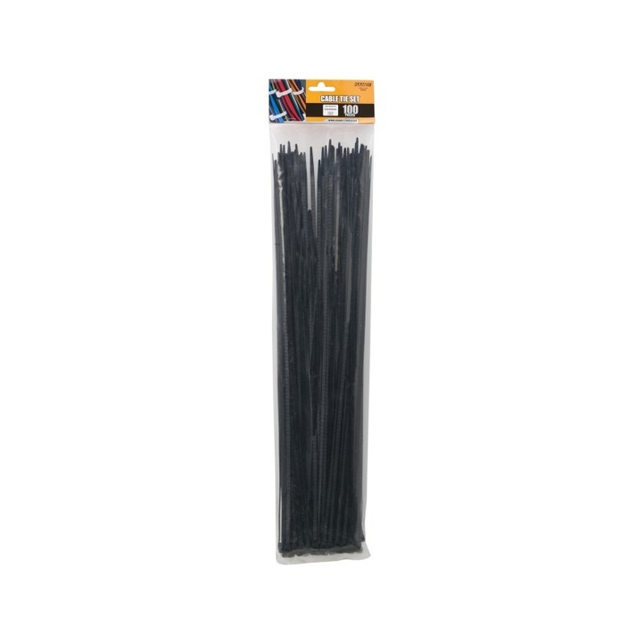 Colier de fixare, 450 x 4,6 mm, Nylon 66, 100 buc/set, negru, cu inchidere