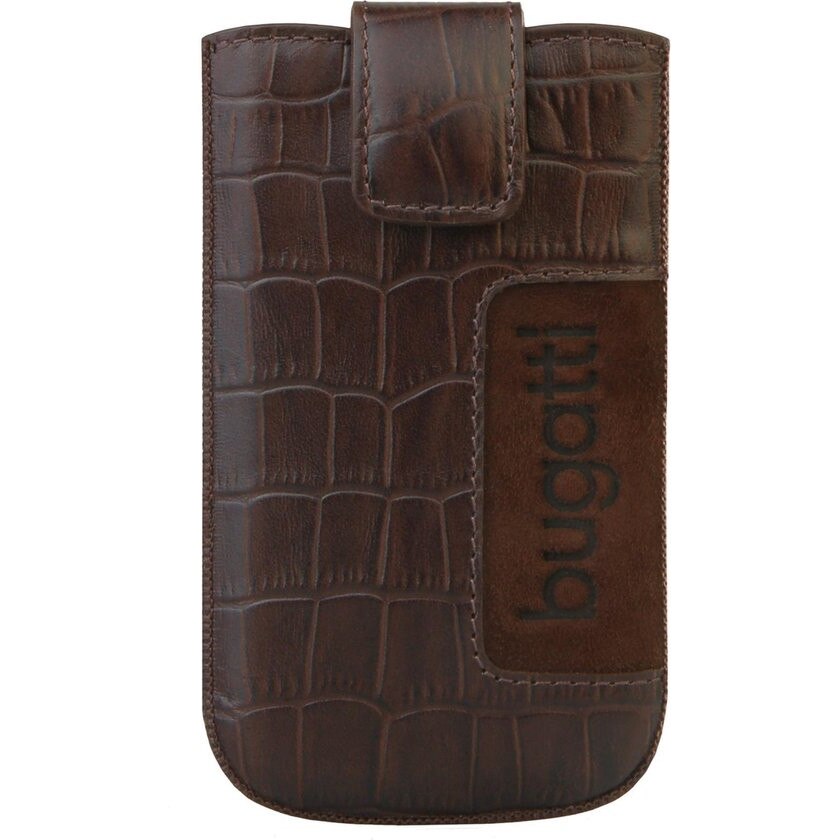 Husa de protectie universala , piele naturala , maro, 122 x 73mm, Bugatti