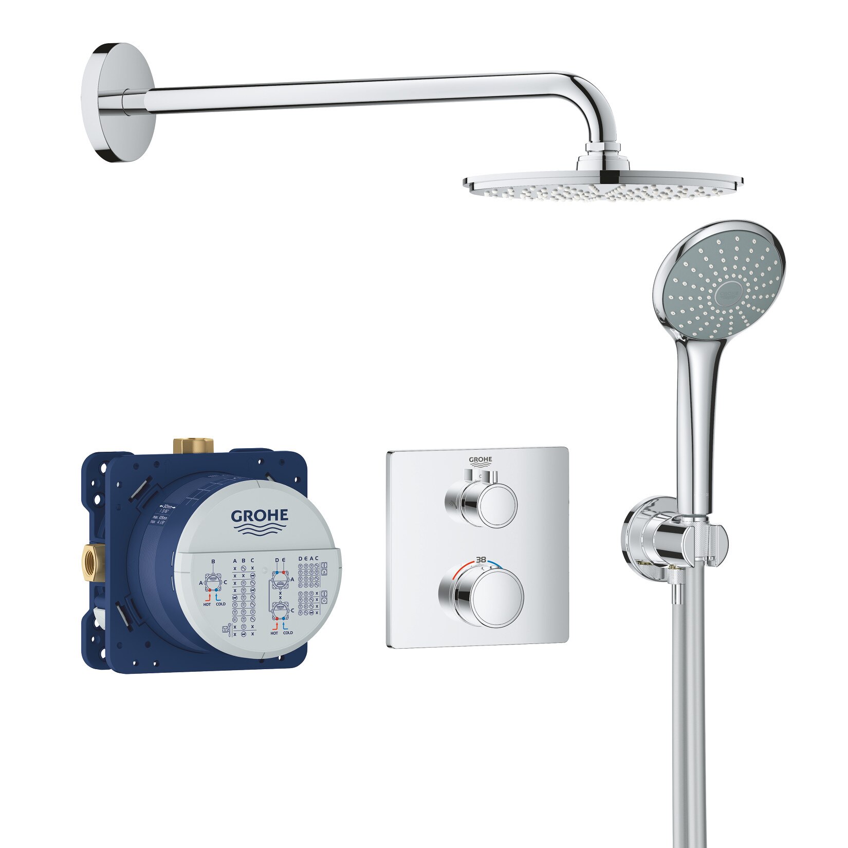 Sistem de dus Grohe Grohtherm Cosmopolitan 210 34734000, incastrat, termostat, 210 mm, crom