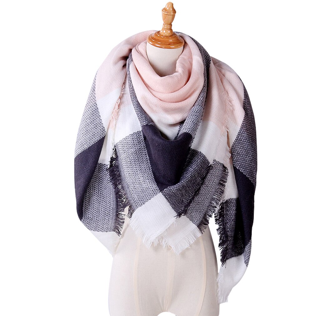 Esarfa dama, 140x140cm, Gri/Roz